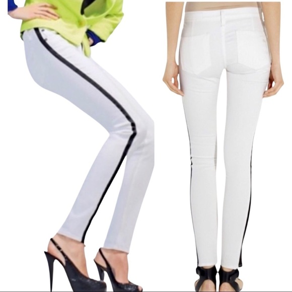 rag & bone Denim - New RAG & BONE For INTERMIX Black White Tuxedo Skinny Jeans Zipper Size 24